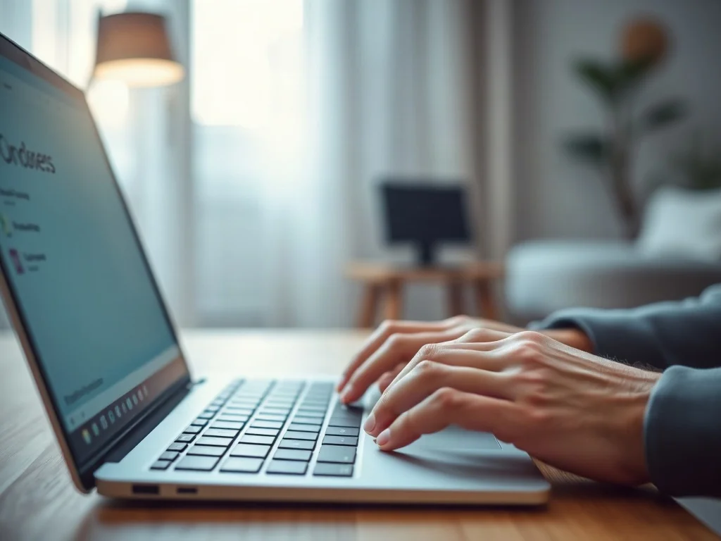 Dłonie osoby piszącej na klawiaturze laptopa z wyświetlonym ekranem instalacji systemu Windows 11.